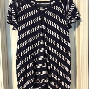Lane Bryant Navy and White Striped Women's Top